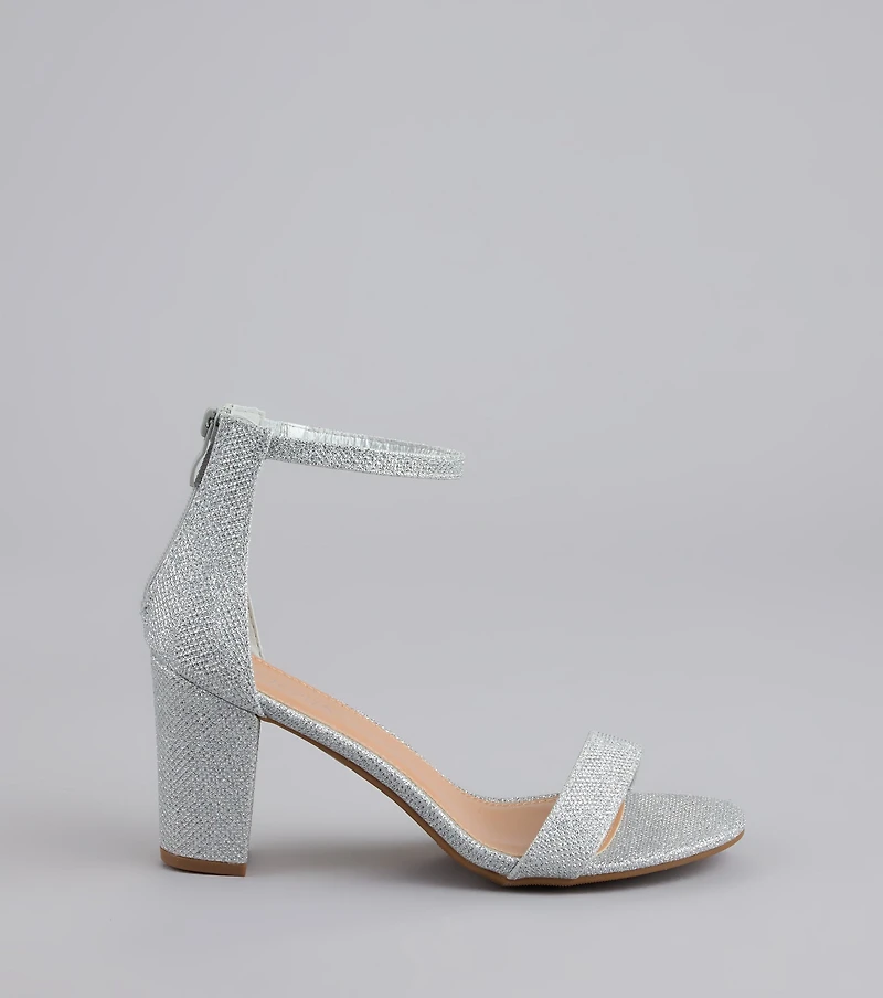 Cue The Compliments Glitter Block Heels