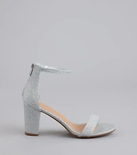 Cue The Compliments Glitter Block Heels