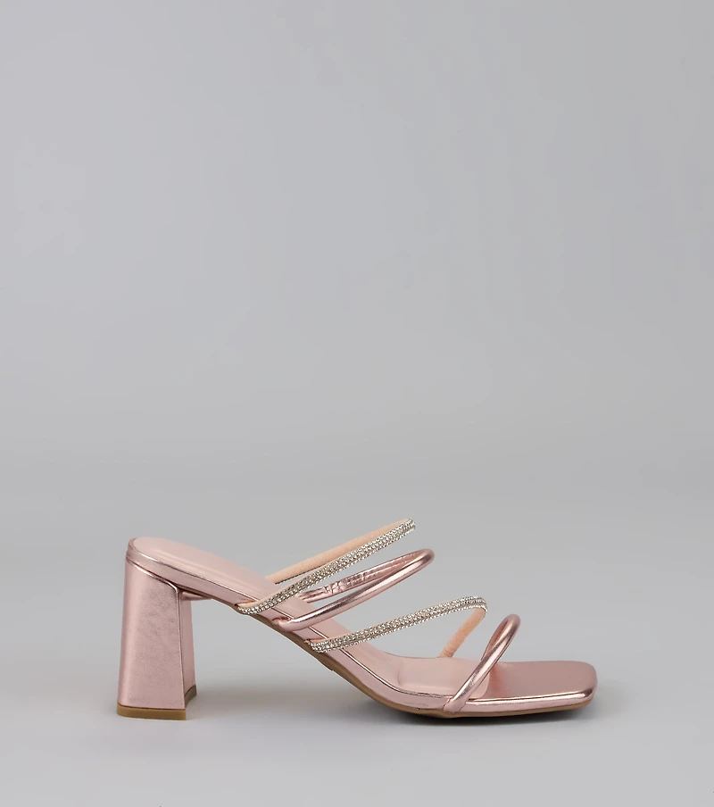 Strut Style Rhinestone Block Heels