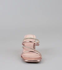 Strut Style Rhinestone Block Heels