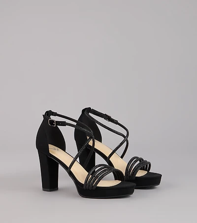 Glow Getter Rhinestone Block Heels