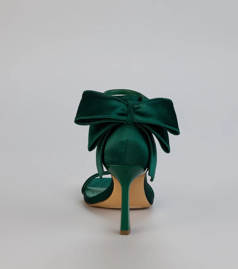 Sweet Finish Satin Bow Heels