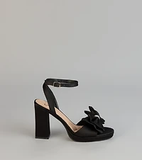 RSVP Luxe Rhinestone Bow Satin Heels