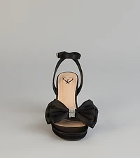 RSVP Luxe Rhinestone Bow Satin Heels