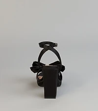 RSVP Luxe Rhinestone Bow Satin Heels