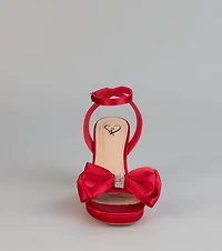 RSVP Luxe Rhinestone Bow Satin Heels