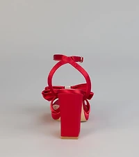 RSVP Luxe Rhinestone Bow Satin Heels