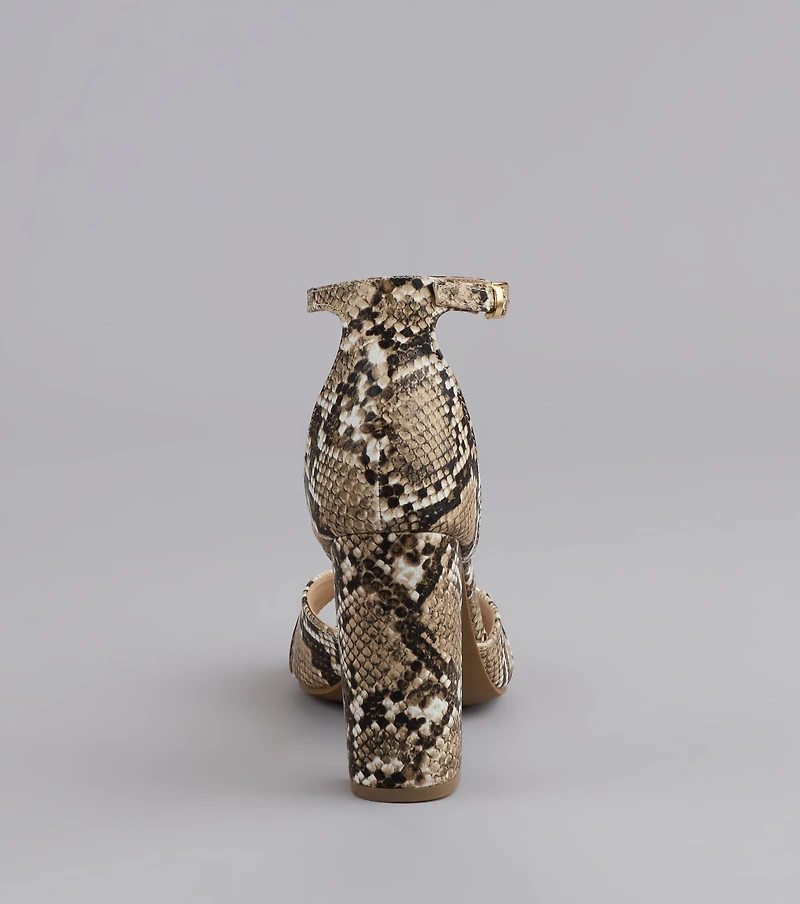 Walk It Like You Slay Snake Print Heels