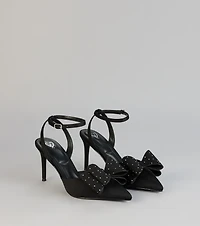 Glam Agenda Rhinestone Bow Pumps