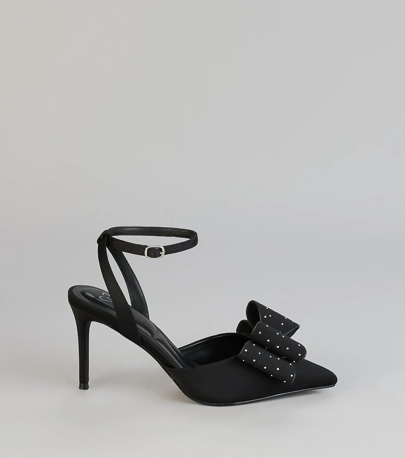 Glam Agenda Rhinestone Bow Pumps