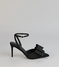 Glam Agenda Rhinestone Bow Pumps