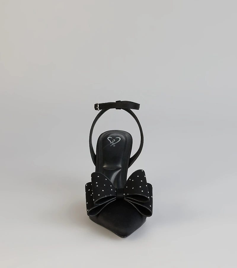 Glam Agenda Rhinestone Bow Pumps