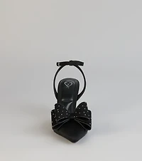 Glam Agenda Rhinestone Bow Pumps