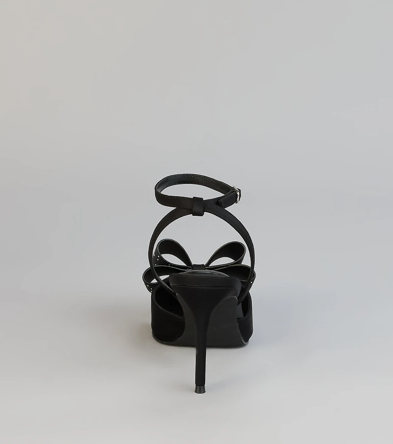 Glam Agenda Rhinestone Bow Pumps