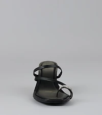 Lowkey Luxe Rhinestone Strappy Kitten Heel Mules
