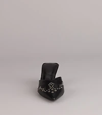 Studded Edge Pointed Kitten Pumps