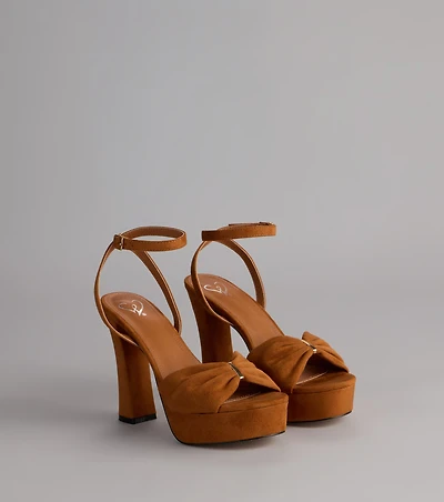 Stepping Up Bow Strap Platform Heels