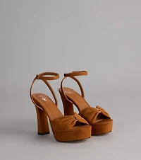 Stepping Up Bow Strap Platform Heels