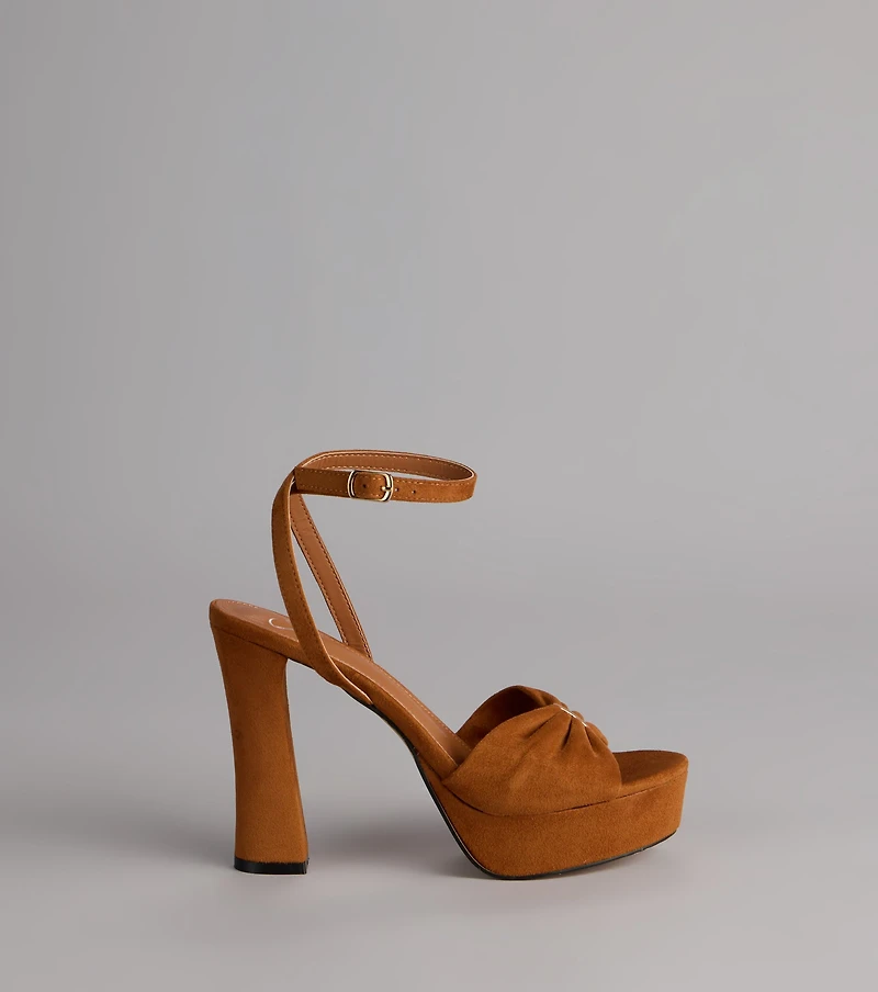 Stepping Up Bow Strap Platform Heels
