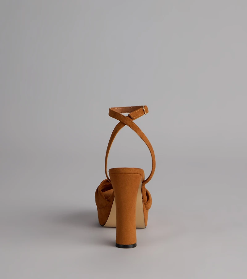 Stepping Up Bow Strap Platform Heels