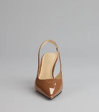 Sharp Finish Patent Slingback Pumps