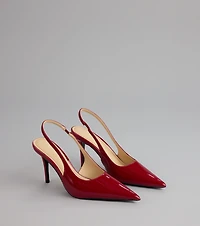 Sharp Finish Patent Slingback Pumps