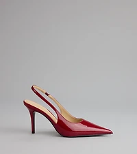 Sharp Finish Patent Slingback Pumps