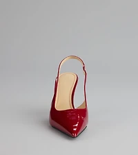 Sharp Finish Patent Slingback Pumps
