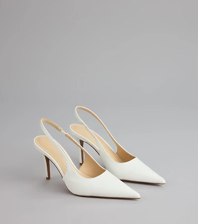 Sharp Finish Patent Slingback Pumps