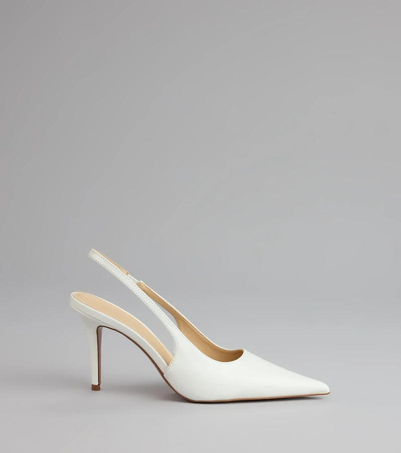 Sharp Finish Patent Slingback Pumps