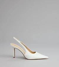 Sharp Finish Patent Slingback Pumps