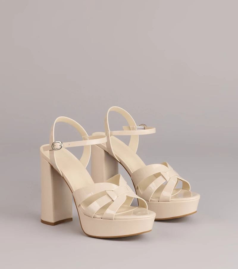 Glossed Up Patent Strappy Platform Heels