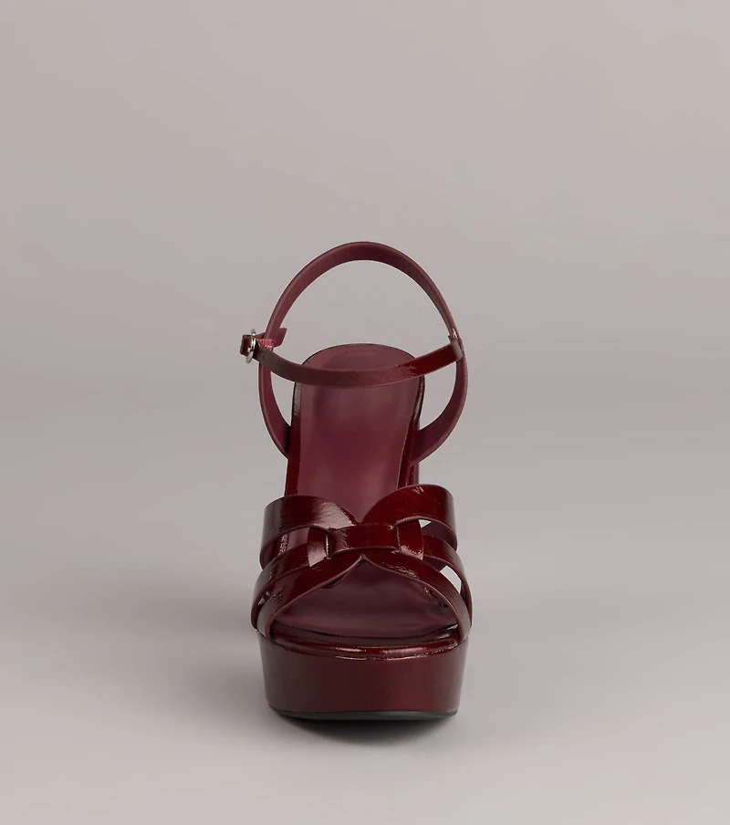 Glossed Up Patent Strappy Platform Heels