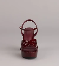 Glossed Up Patent Strappy Platform Heels