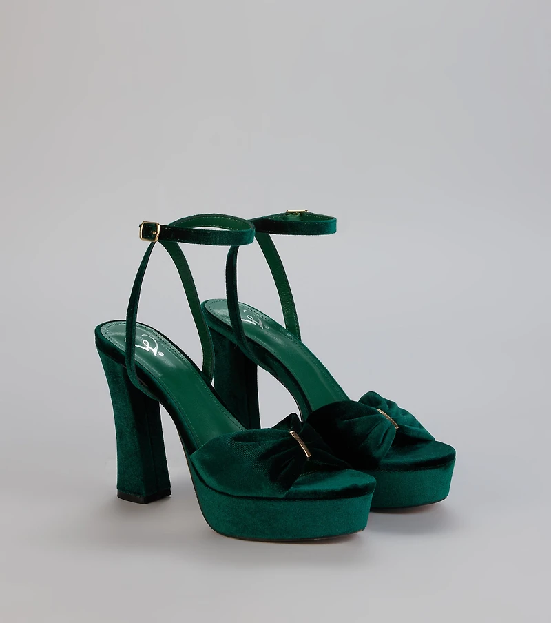 Stepping Up Bow Strap Platform Heels