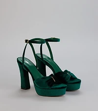 Stepping Up Bow Strap Platform Heels