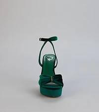 Stepping Up Bow Strap Platform Heels