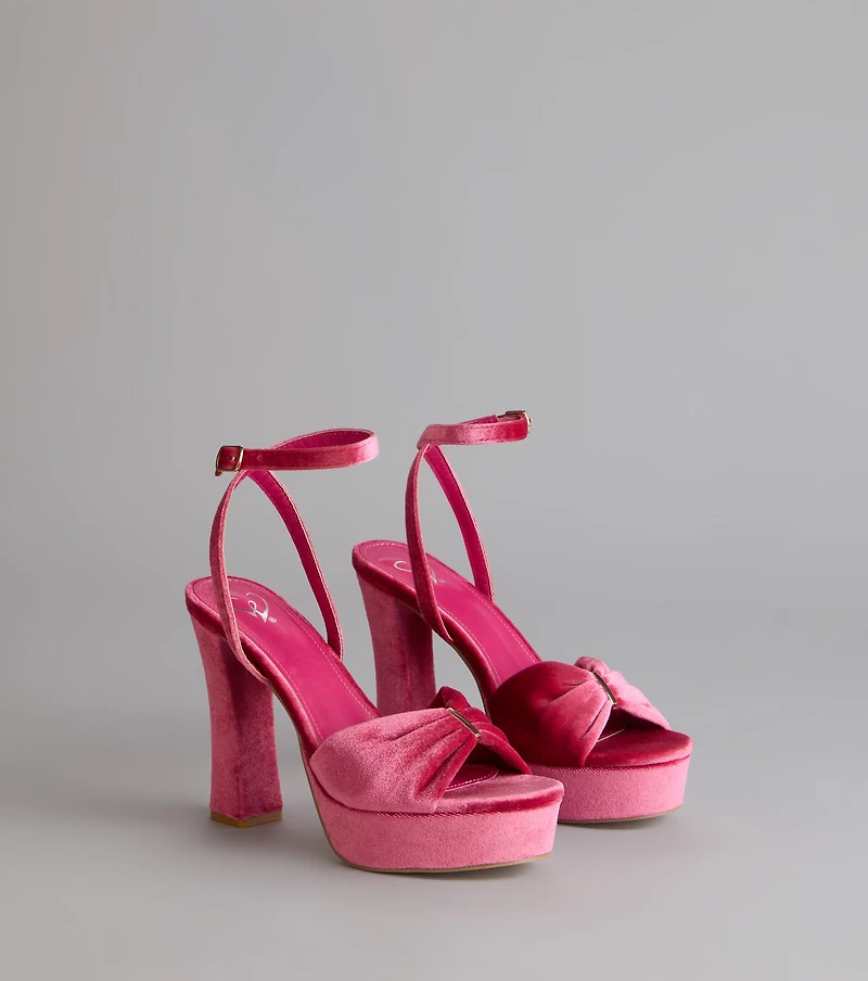 Stepping Up Bow Strap Platform Heels