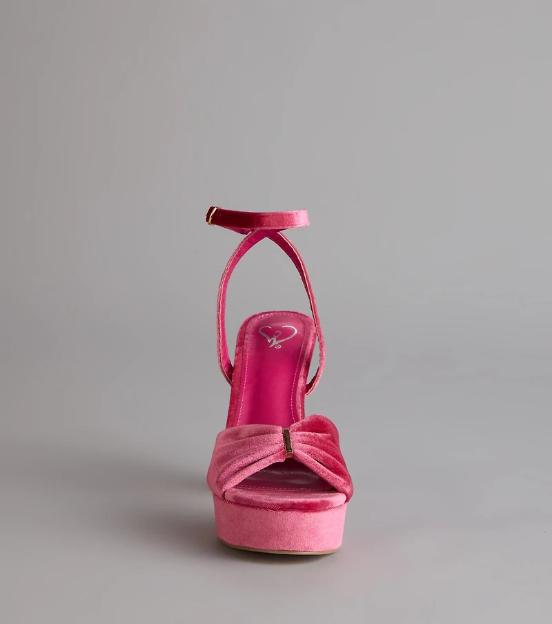 Stepping Up Bow Strap Platform Heels