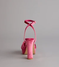 Stepping Up Bow Strap Platform Heels