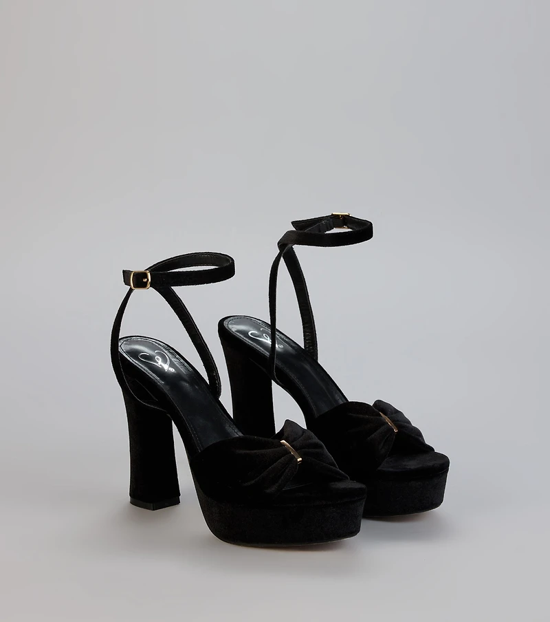 Stepping Up Bow Strap Platform Heels
