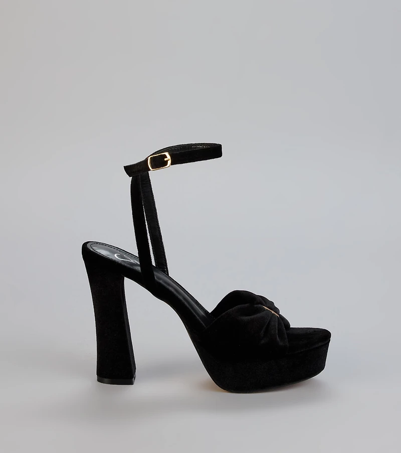 Stepping Up Bow Strap Platform Heels