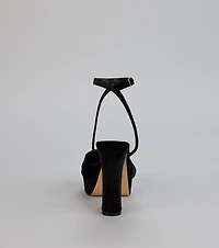 Stepping Up Bow Strap Platform Heels