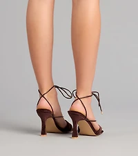 Flirty Mood Lace-Up Velvet Stiletto Heels