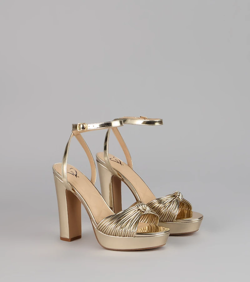 Extra Shine Chrome Platform Block Heels