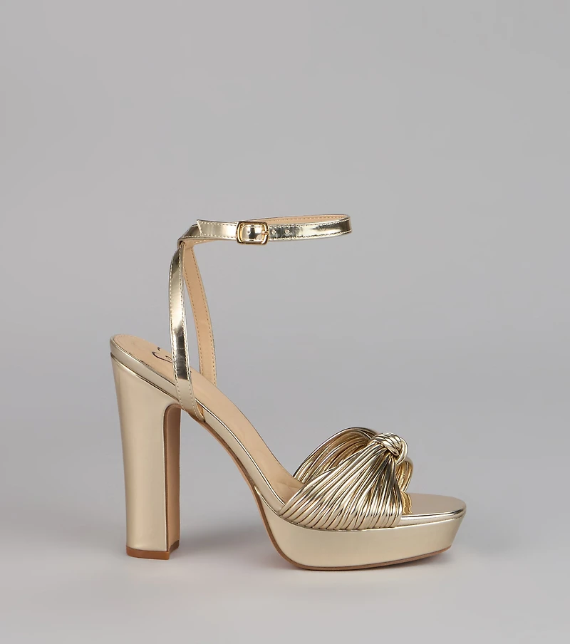 Extra Shine Chrome Platform Block Heels