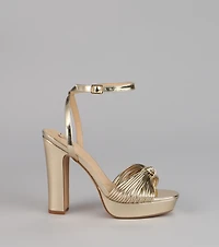 Extra Shine Chrome Platform Block Heels