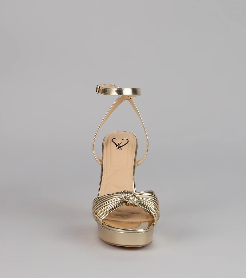 Extra Shine Chrome Platform Block Heels