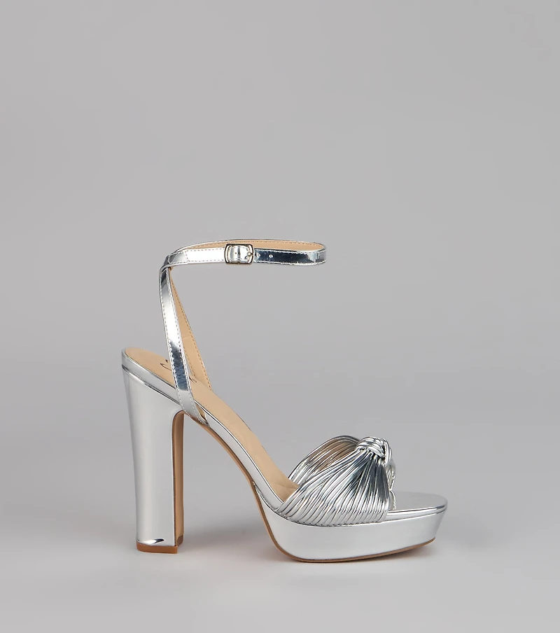 Disco Glow Metallic Knot Platform Heels