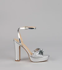 Disco Glow Metallic Knot Platform Heels